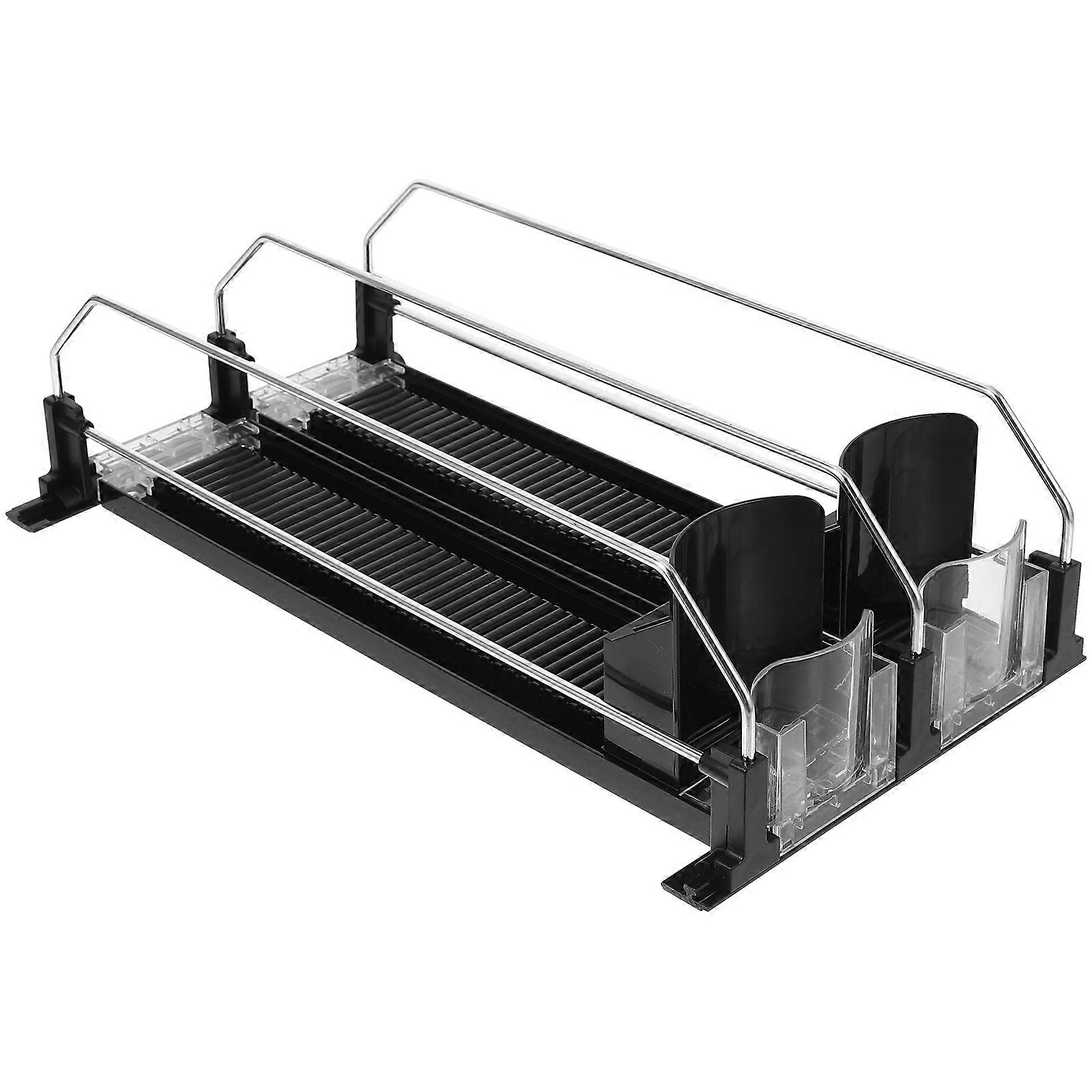 Beverage Pusher Tray Rack for Refrigerator Self Pushing Drink Organizer for Bottles and Cans, Space Saving Fridge Dispenser Holder