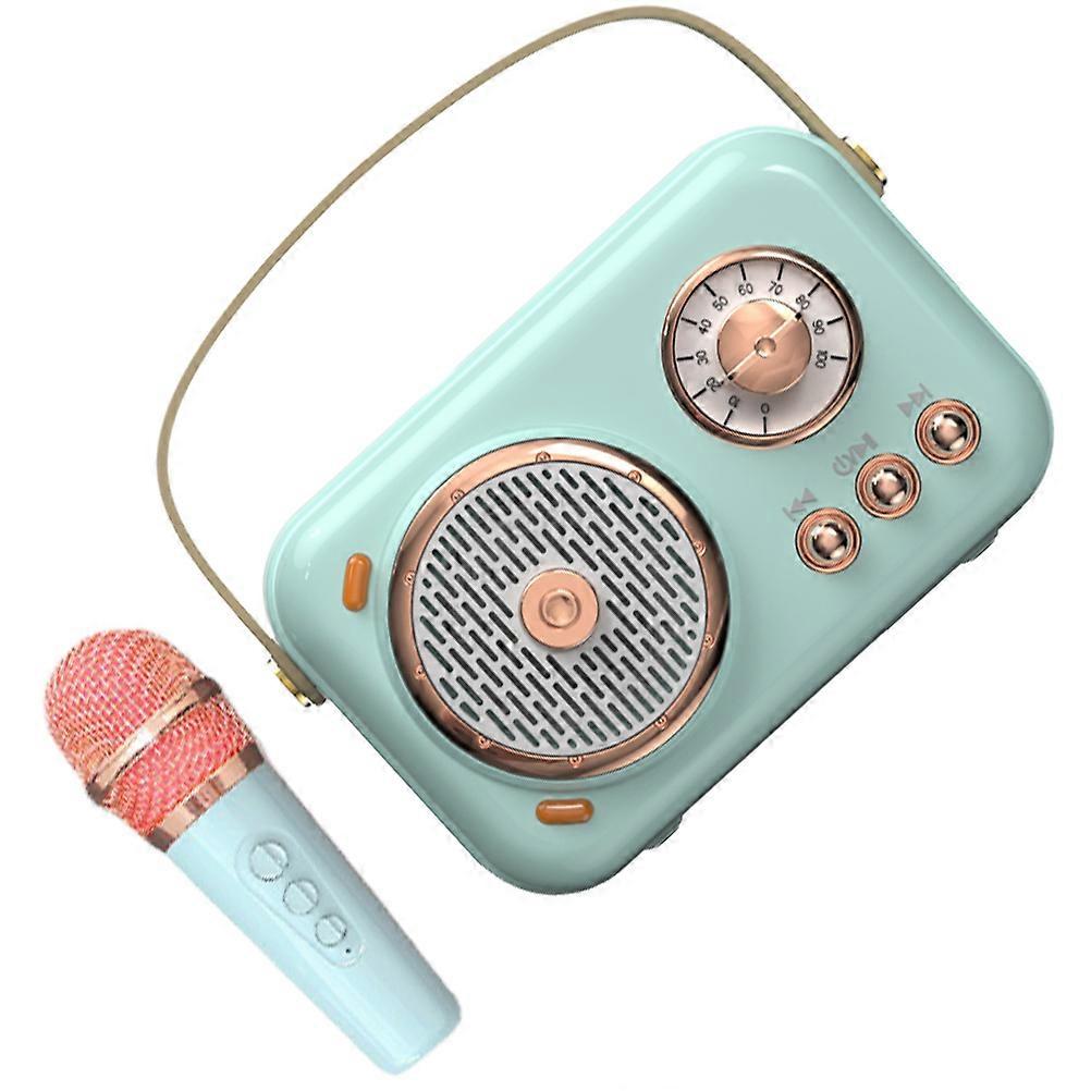 Compact Portable Speaker With Handheld Mic Designed For Music Lovers In Green Color Providing Wireless Audio Experience 1 Set