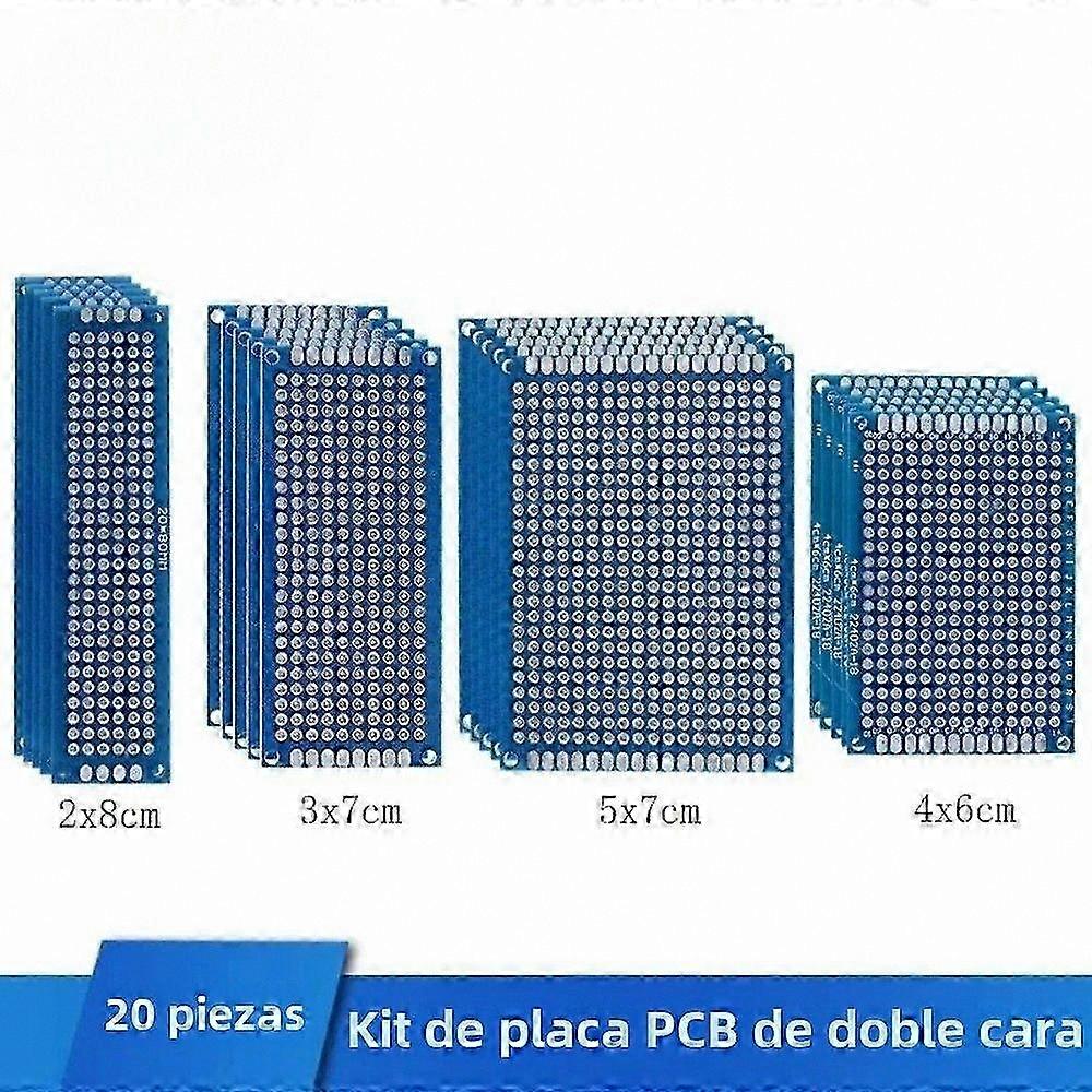 20-Pack Blue Double-Sided Universal PCB Kits for DIY Electronics Projects, Multiple Sizes Included