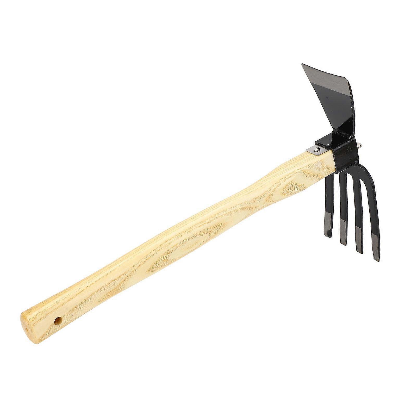 Garden Hoe - 15 Inch Carbon Steel Garden Tool for Weeding, Digging, Planting, and Harvesting with Rake Attachment