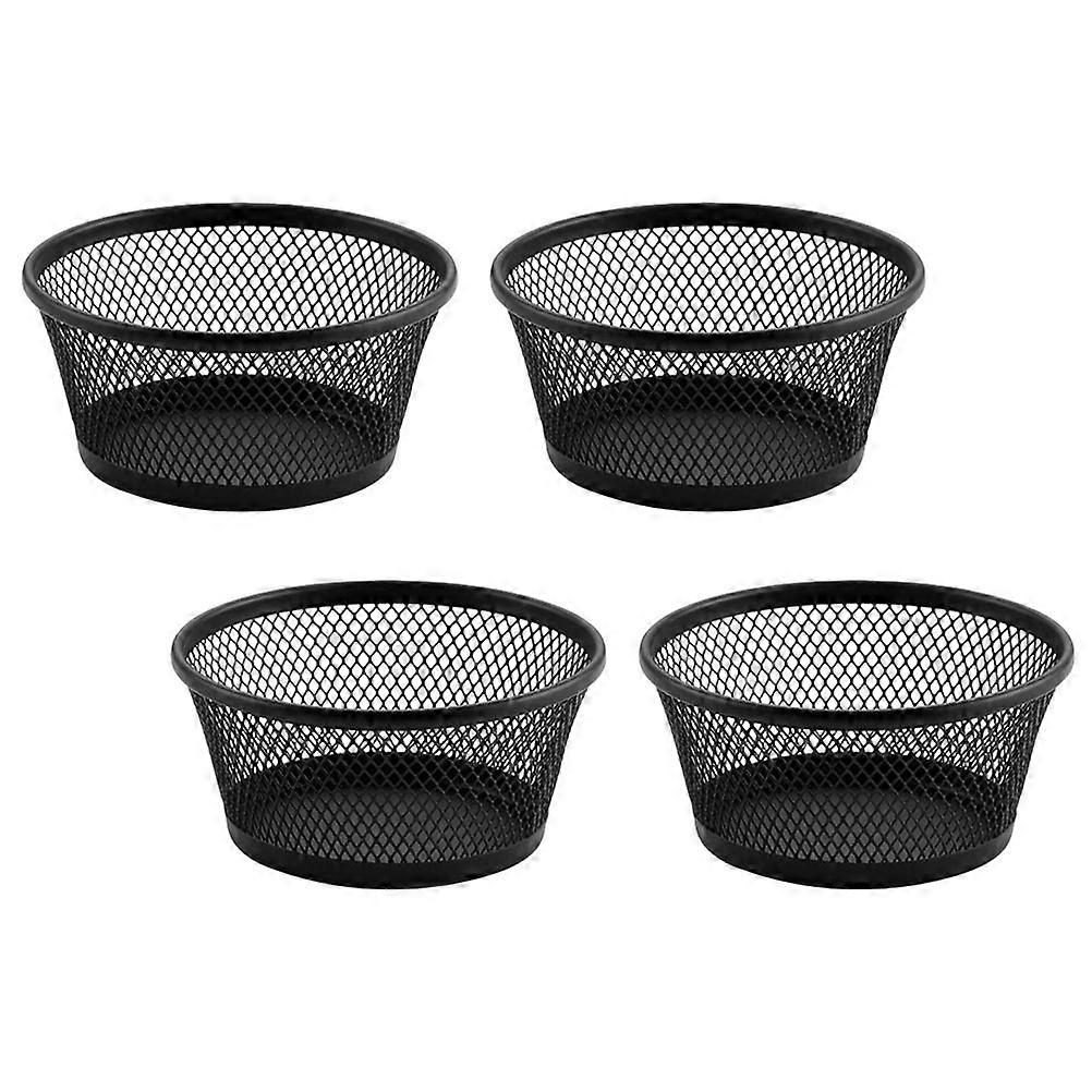 4pcs Stackable Mesh Paperclip Holders for Office Supplies – Desktop Storage Organizer for Stationery and Small Items