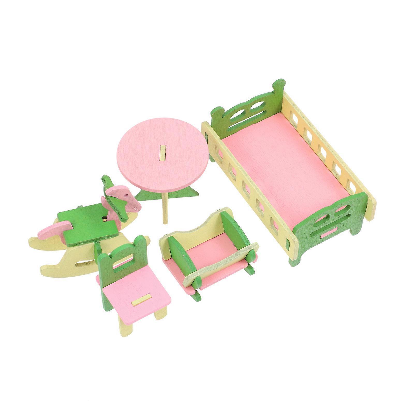 Miniature Furniture Models Decorative Ornament For Indoor Decoration Compact Wood Multi 1 Set