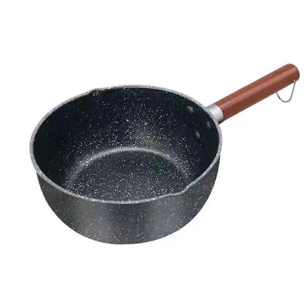 Anti-Stick Saucepan, 20cm Milk Pot with Spout, Wooden Handle Cooking Pot for Sauces and Soups, No Lid