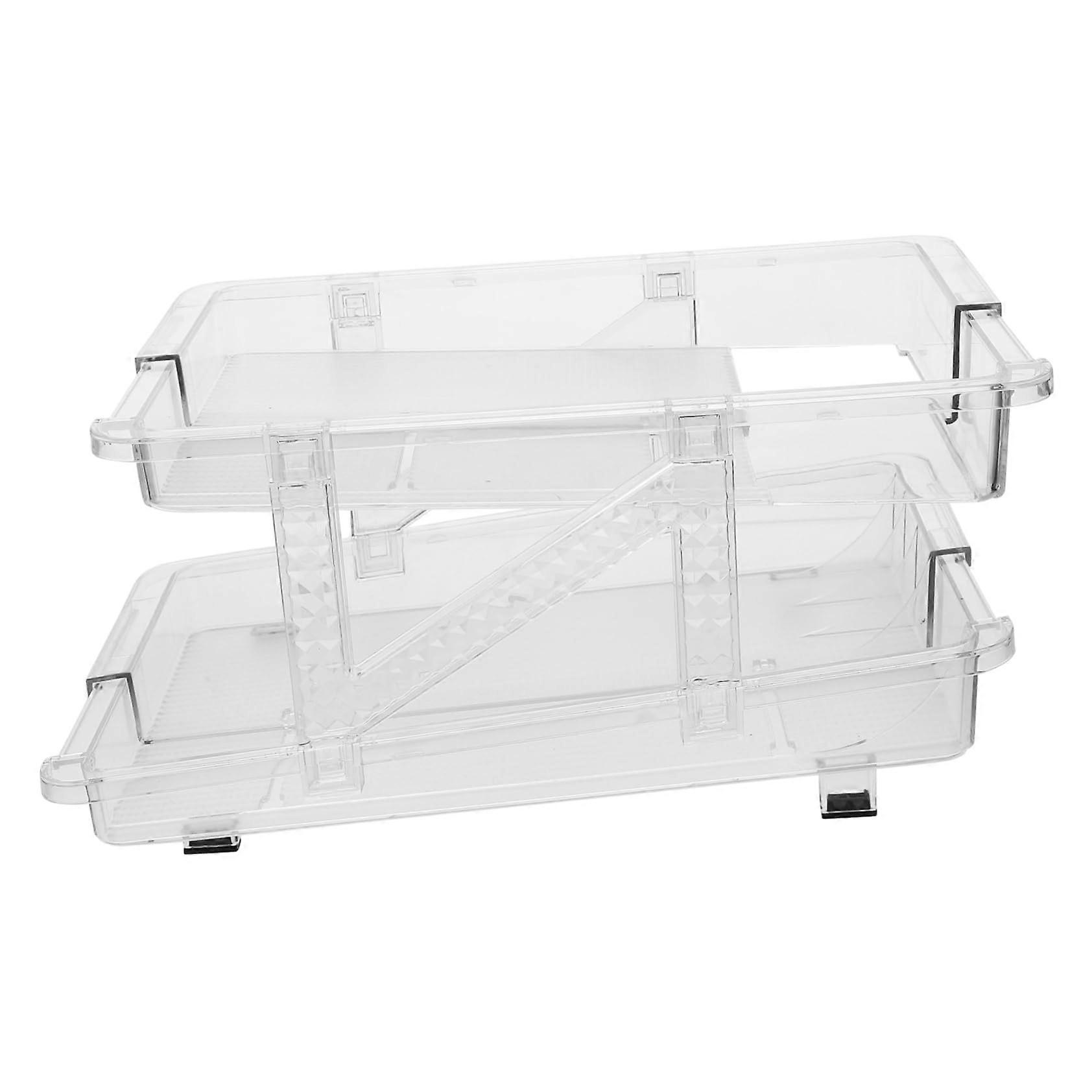 Doublelayer beverage can organizer for refrigerator, transparent telescopic storage box for beverage cans, spacesaving