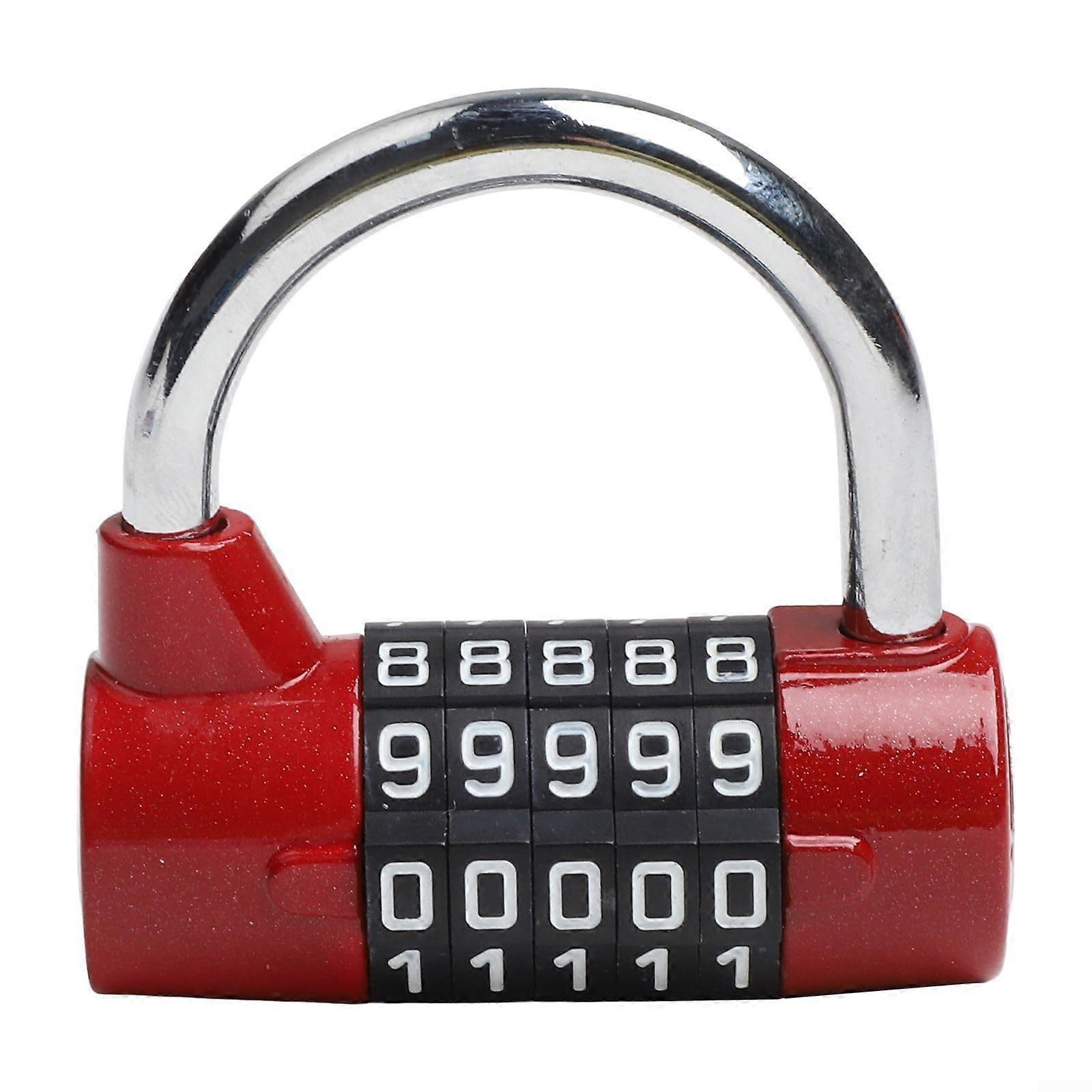A Reliable Solution Heavy Duty 5 Digit Combination Padlock Built from Zinc Alloy Material (Red)