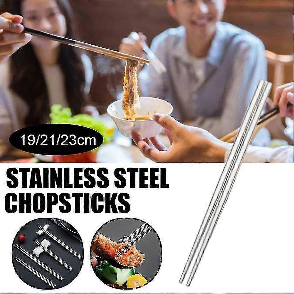 家庭用木製箸 丸型 滑り止め ステンレススチール W 銀色B 21cm