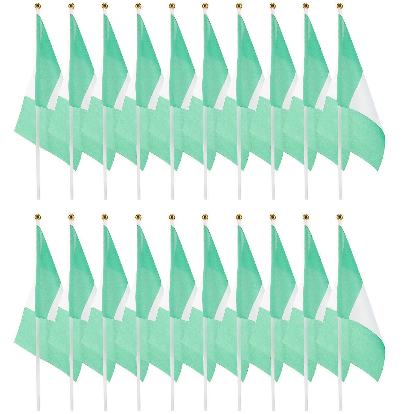 Hand Held Nigerian Flag 20Pcs for Tabletop Decoration Polyester Material Wear Resistant