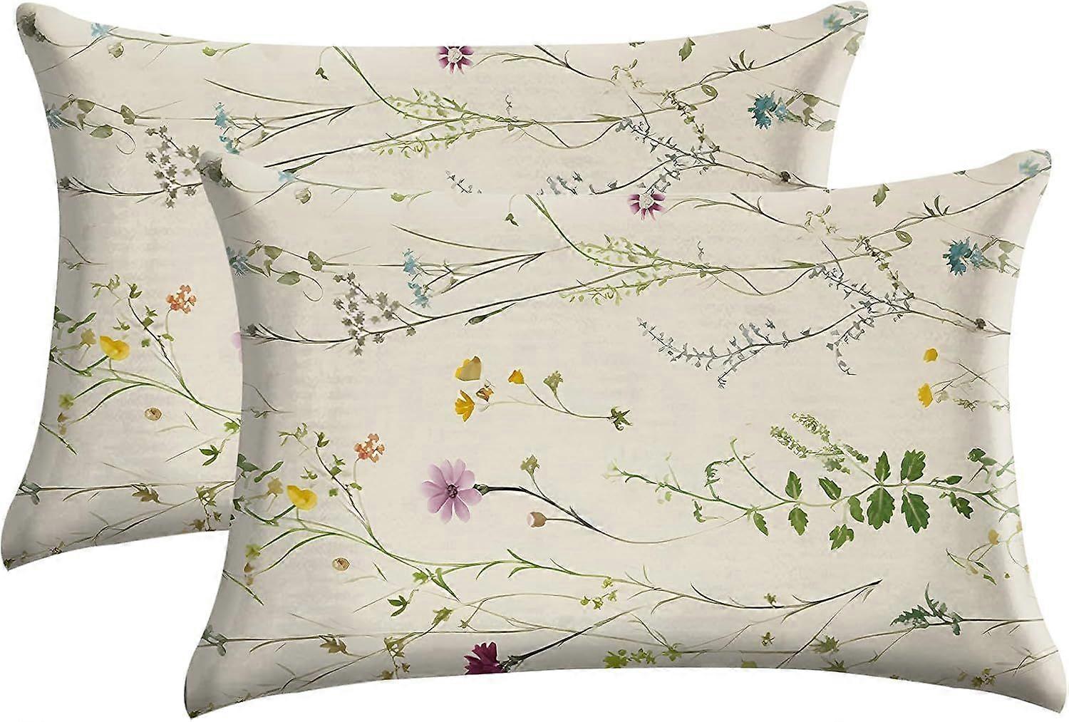 Microfiber Pillow Cases 2PCS,Floral Print Pattern Pillow Cover Set with Hidden