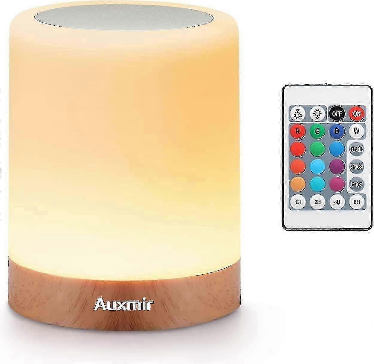 Auxmir Night Light, Led Touch Bedside Table Lamp, Remote Control Dimmable Light With Rgb Color Changing, Usb Rechargeable, Portable Lamp For Bedroom