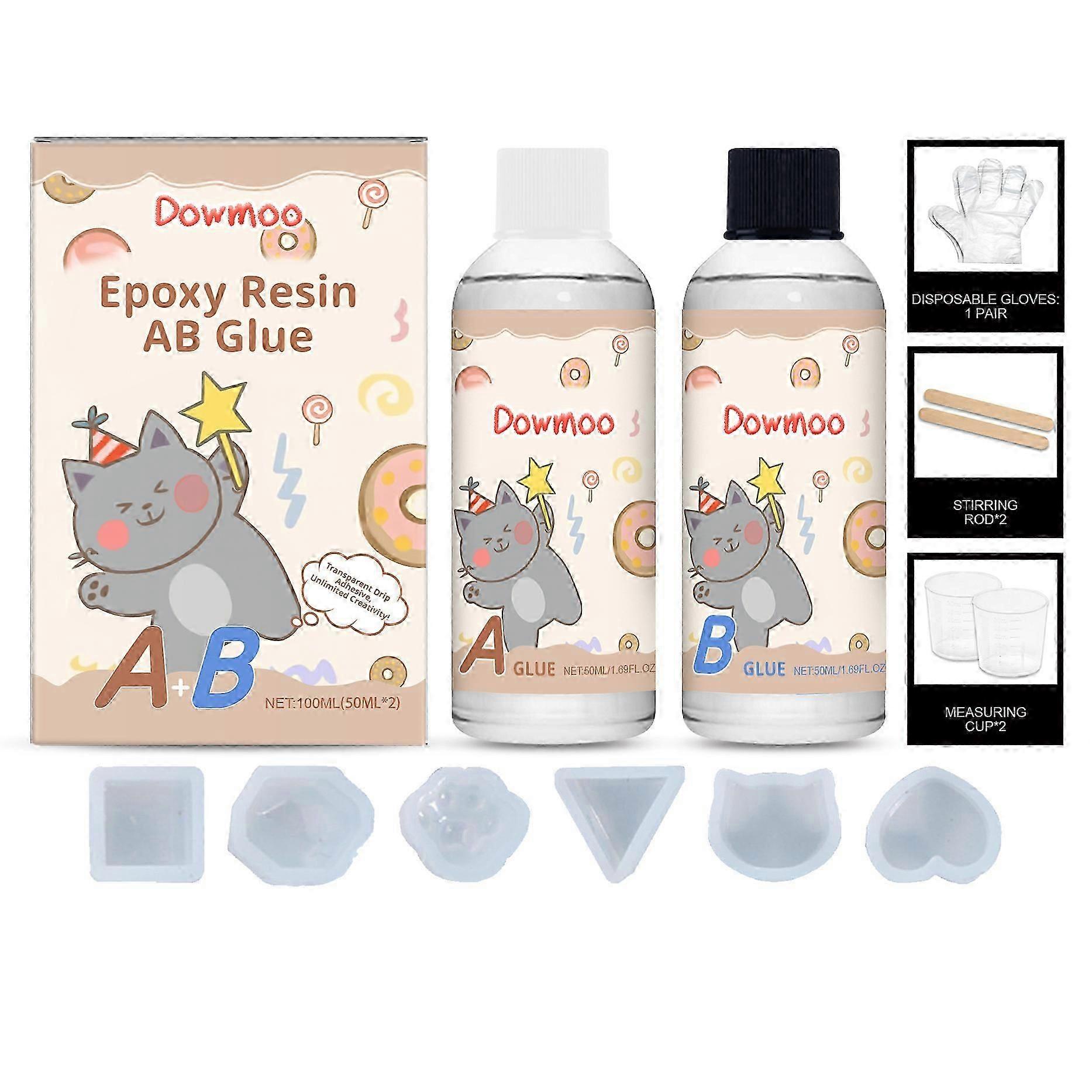 Dowmoo DIY transparent epoxy resin AB set, handmade jewelry, odorless, quick-drying and curing crystal glue