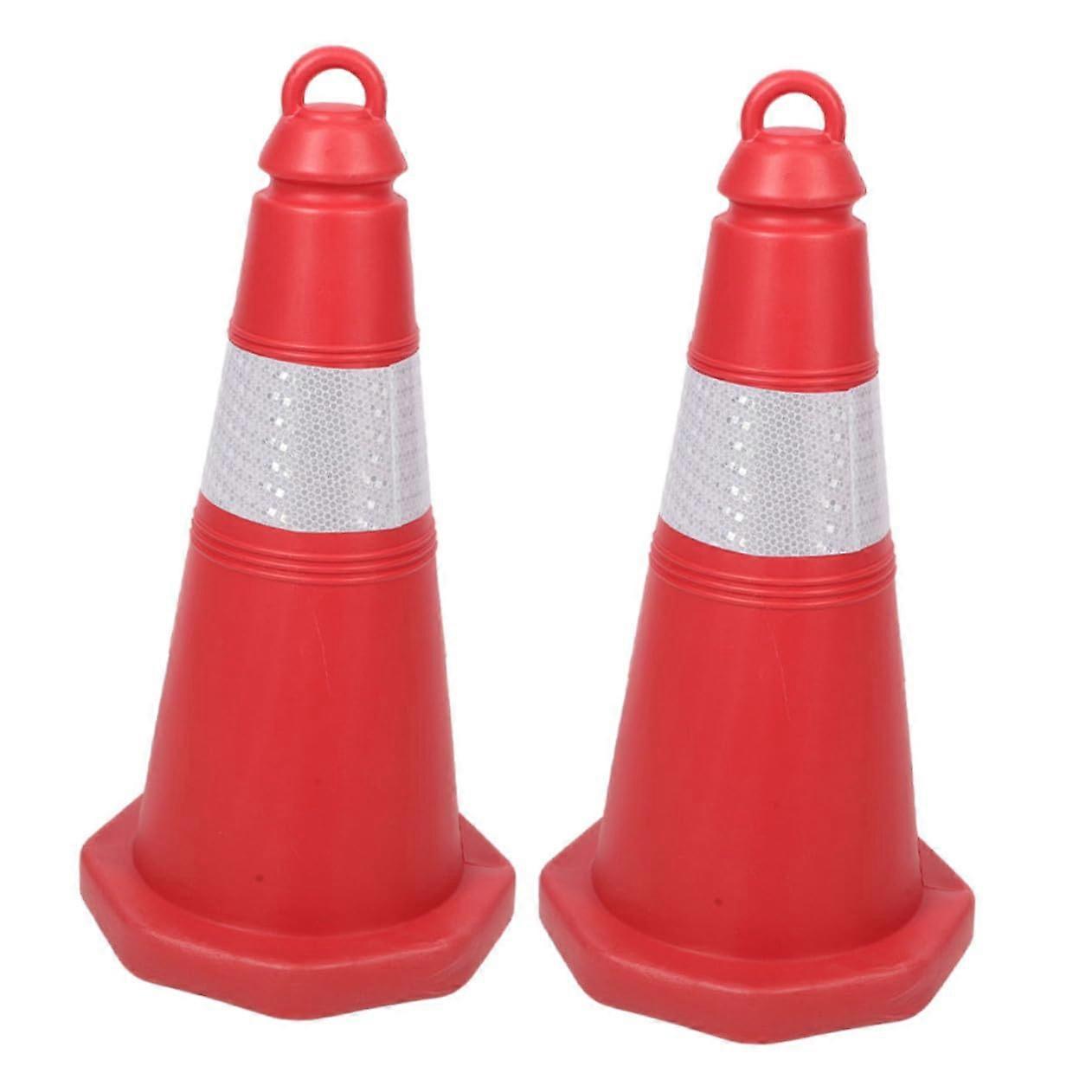 Reflective Traffic Cones 2 Pack Durable Plastic Stable Base  Visibility For Roadwork Safety Parking Driving Practice
