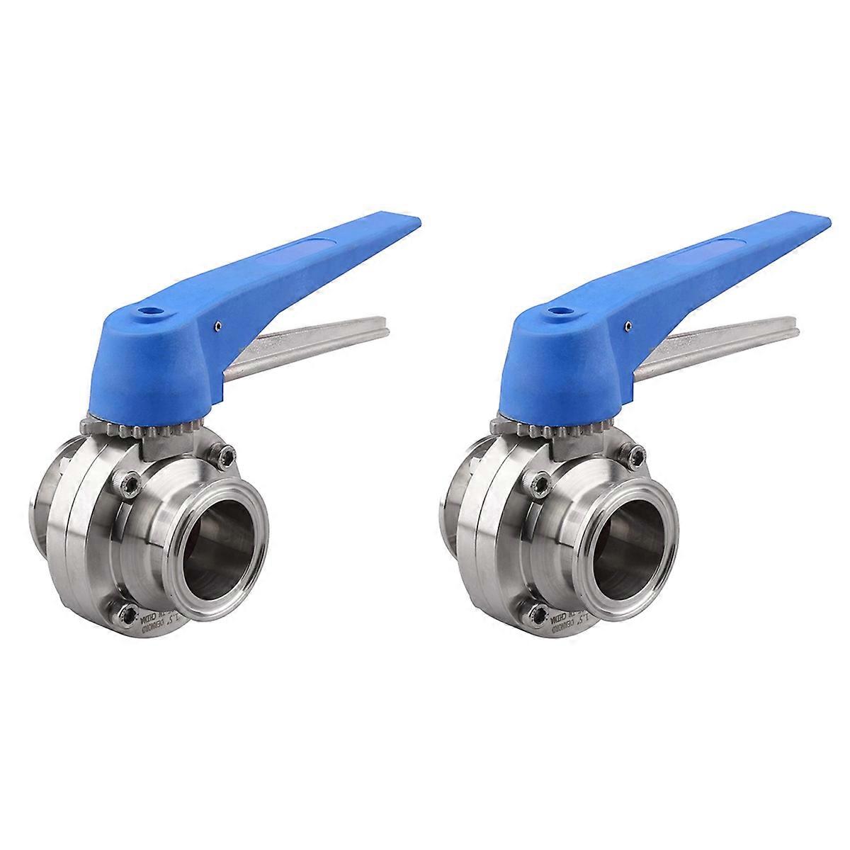 Butterfly Valve with Blue Trigger Handle Stainless Steel 304 Tri-Clamp
