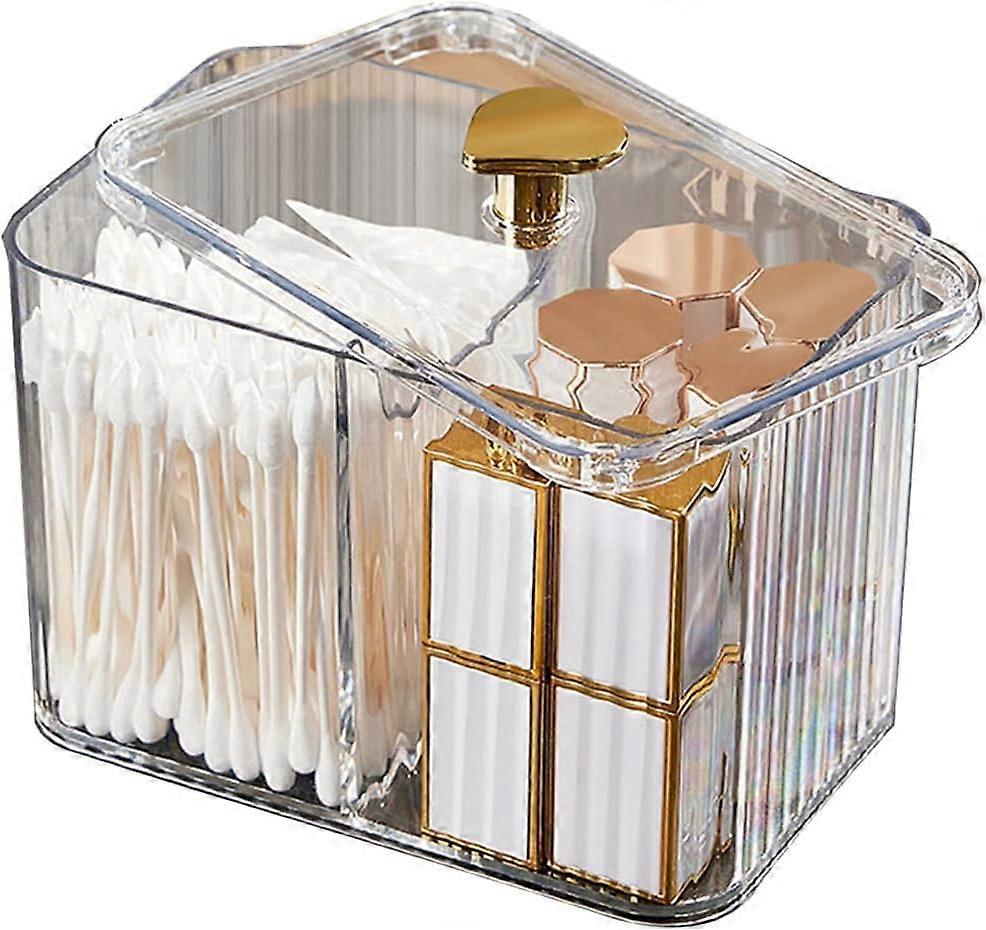 Holder Bathroom Container,3-Section Cotton Ball/Swabs Dispenser