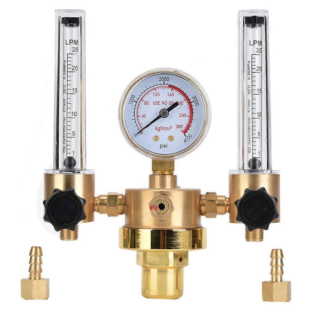 Dual Tube Regulator Flowmeter Pressure Reducer G5/8 Male Thread