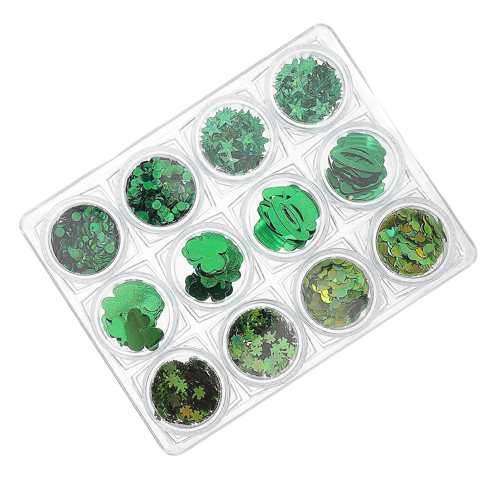 Green PVC Glitter nail Sequins for St Patrick's Day Decorative DIY Craft Supplies Easy Application Versatile Use 1 Box