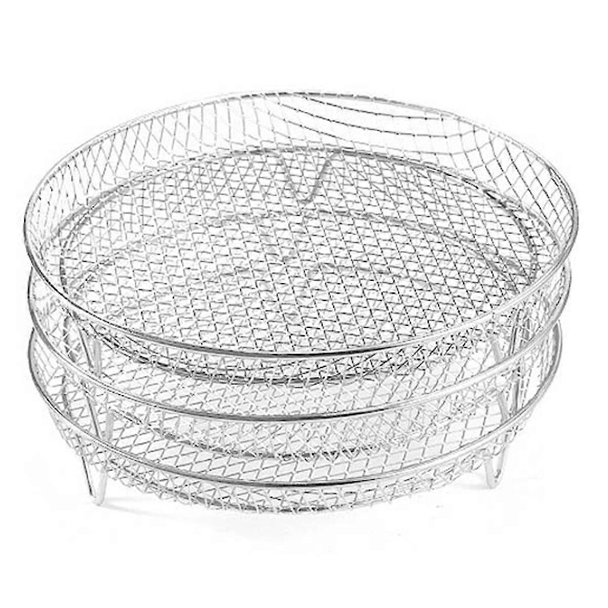 Air Fryer Special Grill Round Plate Three-Layer Stackable Toast Steamer 304 Stainless Steel Skewer Rack