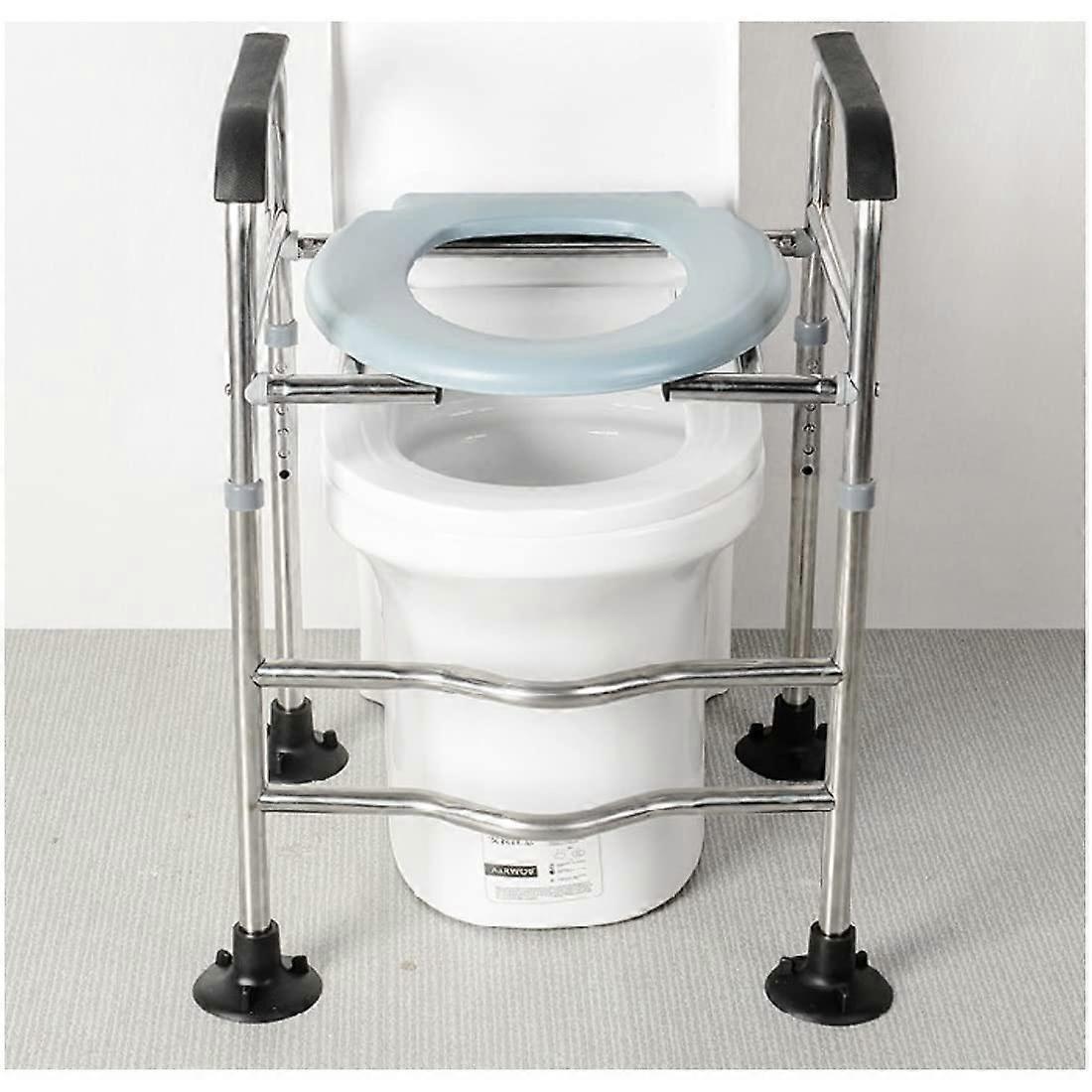 Stand Raised Toilet Seat With Safety Frame, 330 Lbs Capacity, Adjustable Height, Fits Any Toilet, For Elderly Pregnant