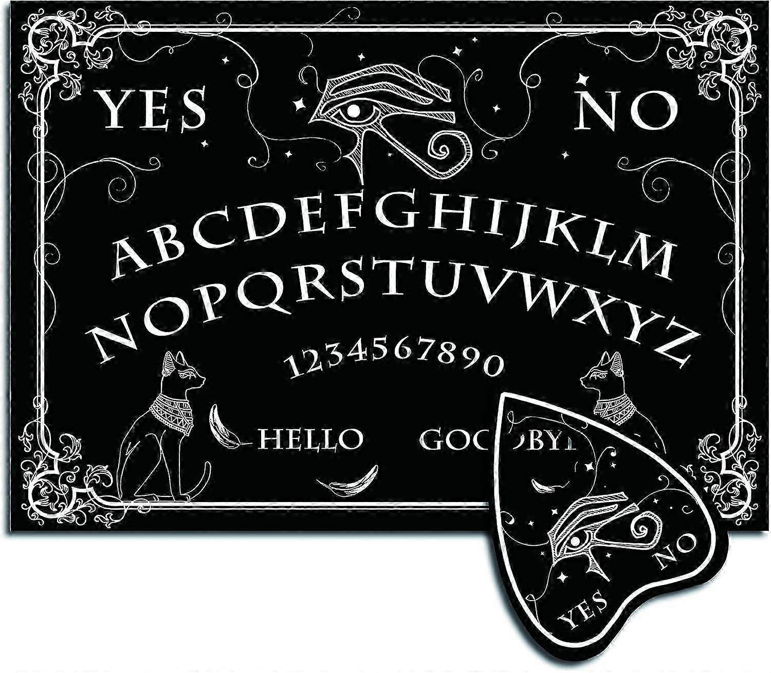 Wood Spirit Board Pendulum Board Wooden Talking Boards with Planchette Black Dowsing Divination Spirit Hunt Metaphysical Message Decor for Wicca 11.8
