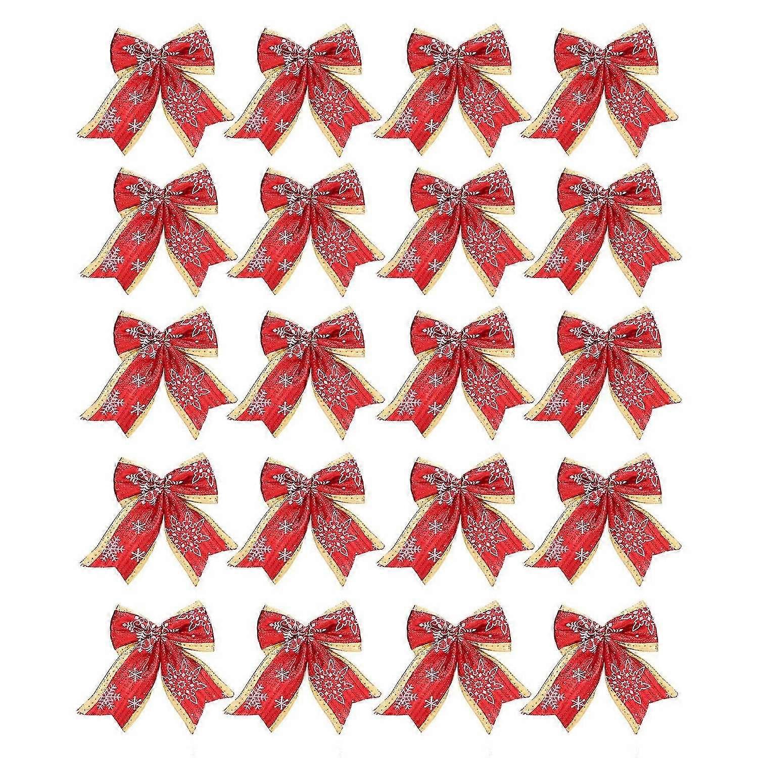 2025 Latest Model 20Pcs Christmas Bows Durable Polyester Cotton Vibrant