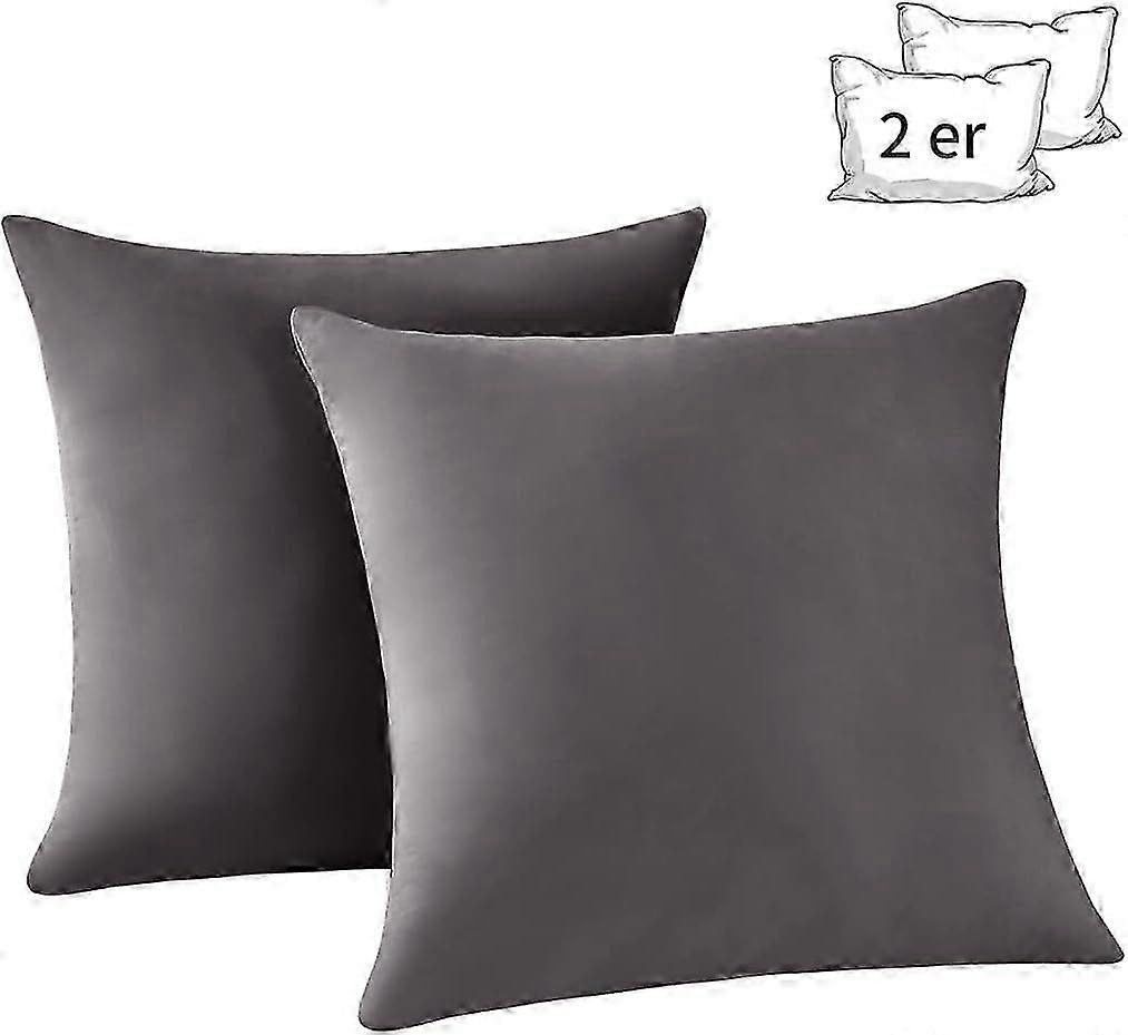 Pillowcase 40x40 set of 2 - pillowcase 40 x 40 anthracite double pack, pillow
