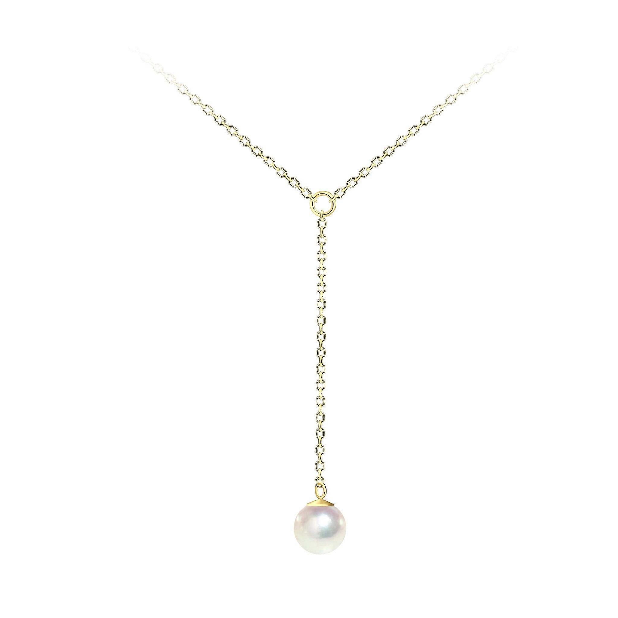Dew 6mm Shell Pearl Gold Plated Lariat 18" Necklace 93104GSH