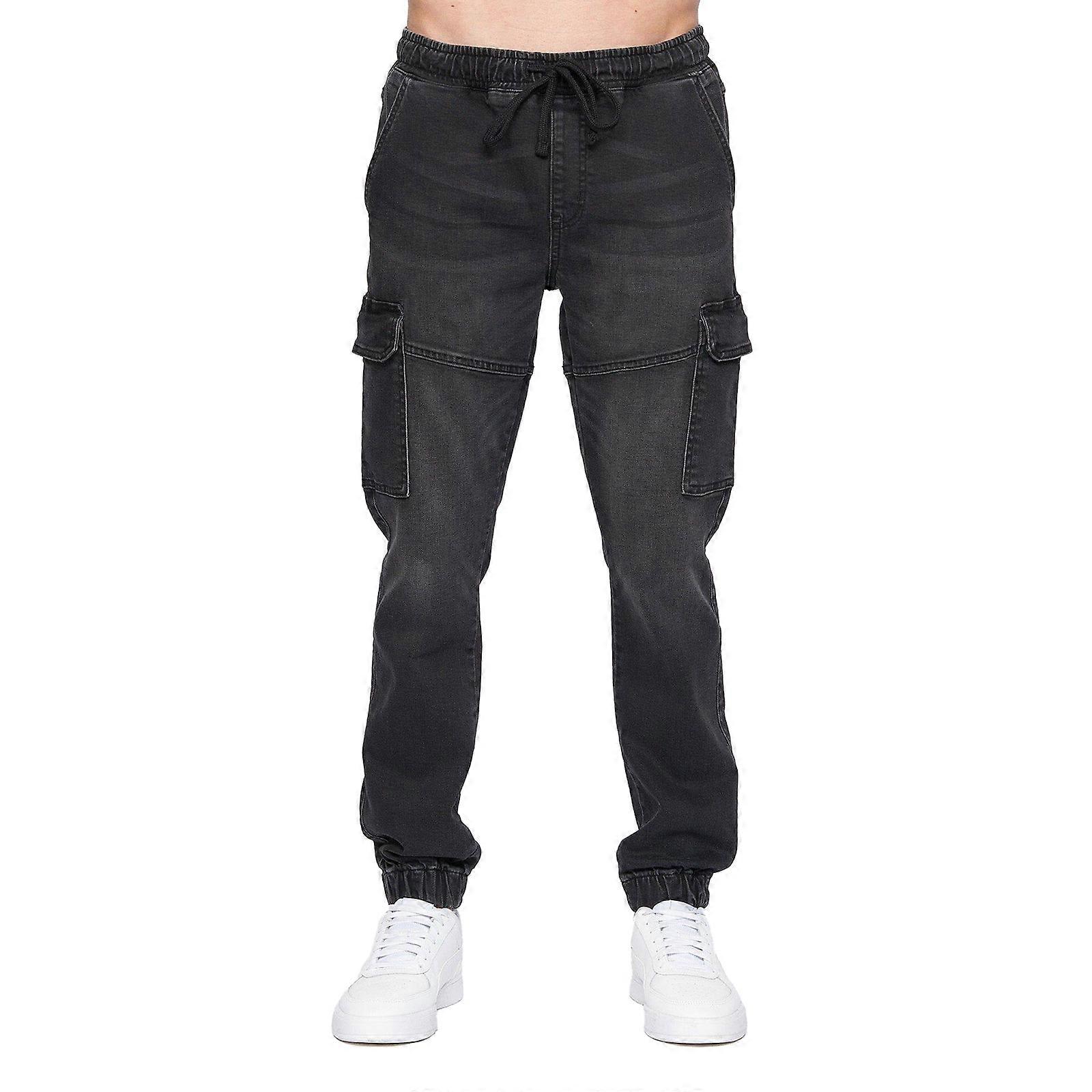 Crosshatch Malimore Cargo Jeans Black Wash