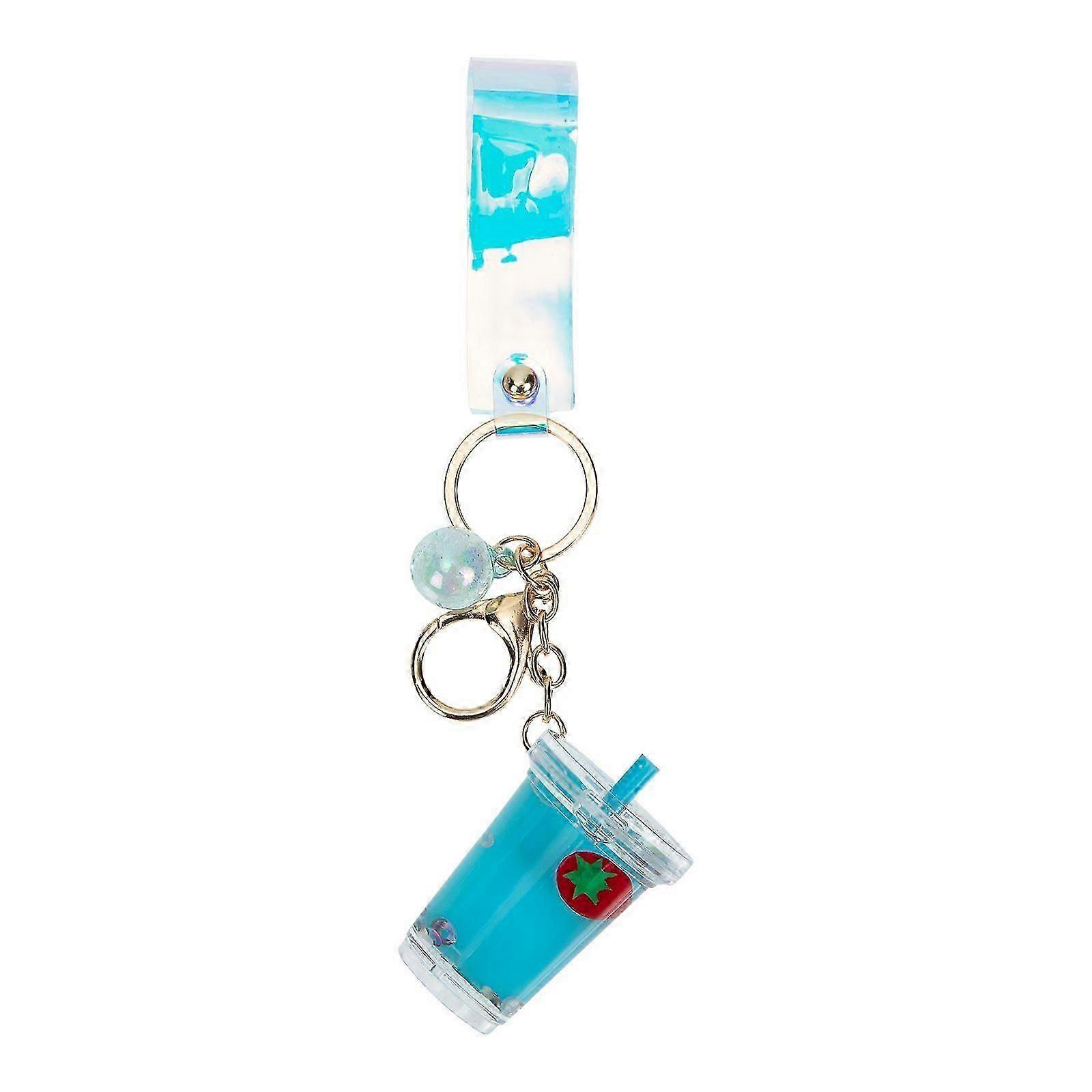 Creative Fruit Fraise Lait Thé Porte-clés Quicksand Bag Pendentif Ornement