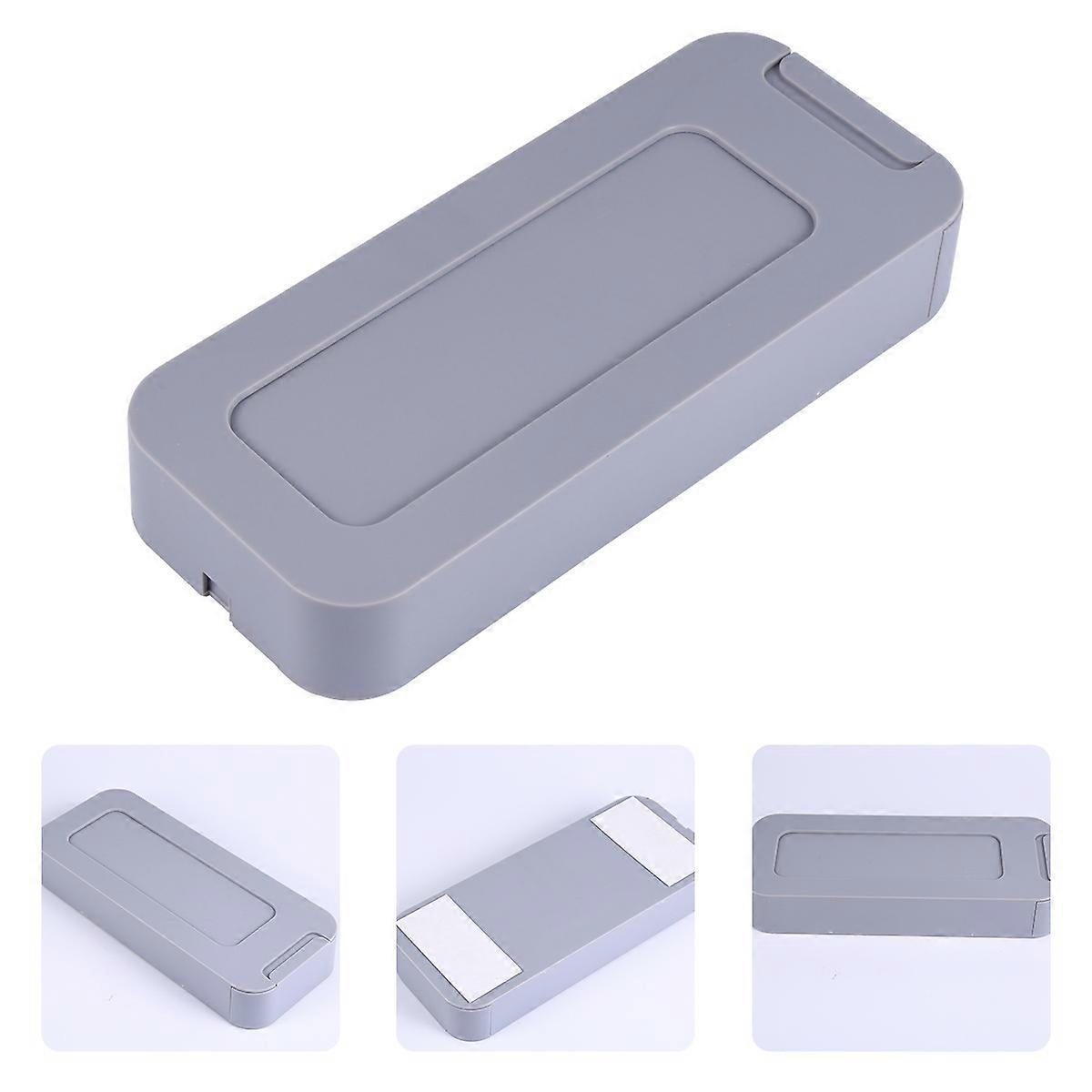 Grey Pen Holder Desktop Storage Box Hidden Under Table Organizer Ideal For Home Office Use 1Pack