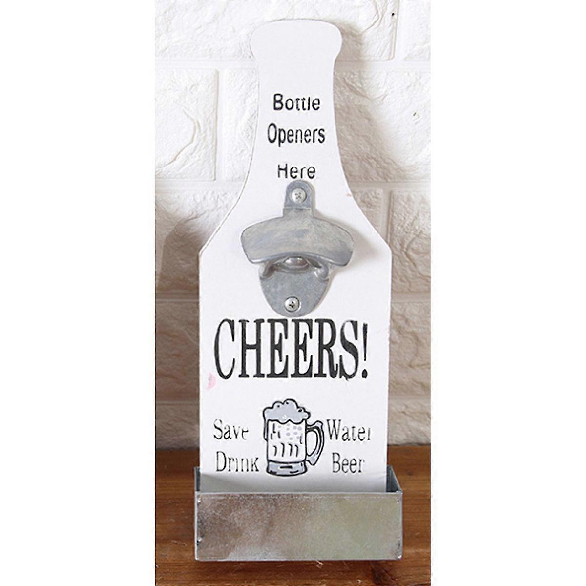White Wooden Bottle Opener Wall Mounted for Decoration Use Bamboo Material
