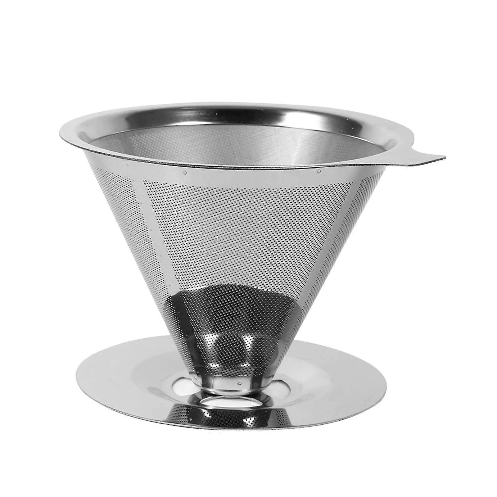 Stainless Steel Pour Over Coffee Dripper 1 Piece, Double Layer Mesh Filter, Cup Stand, Home Office Use