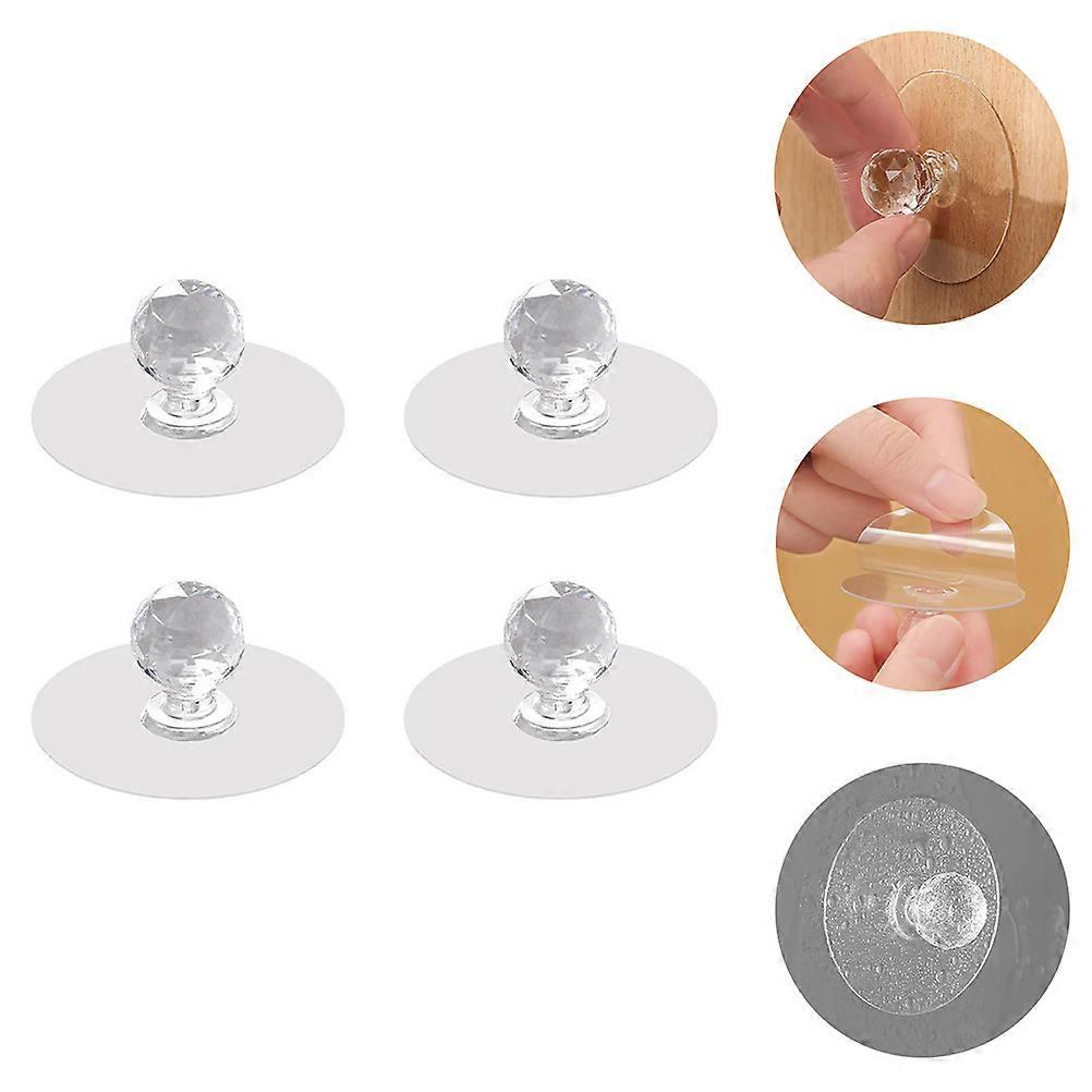 Transparent Sticky Pull Knobs Adhesive Cabinet Door Handles for 8Pcs