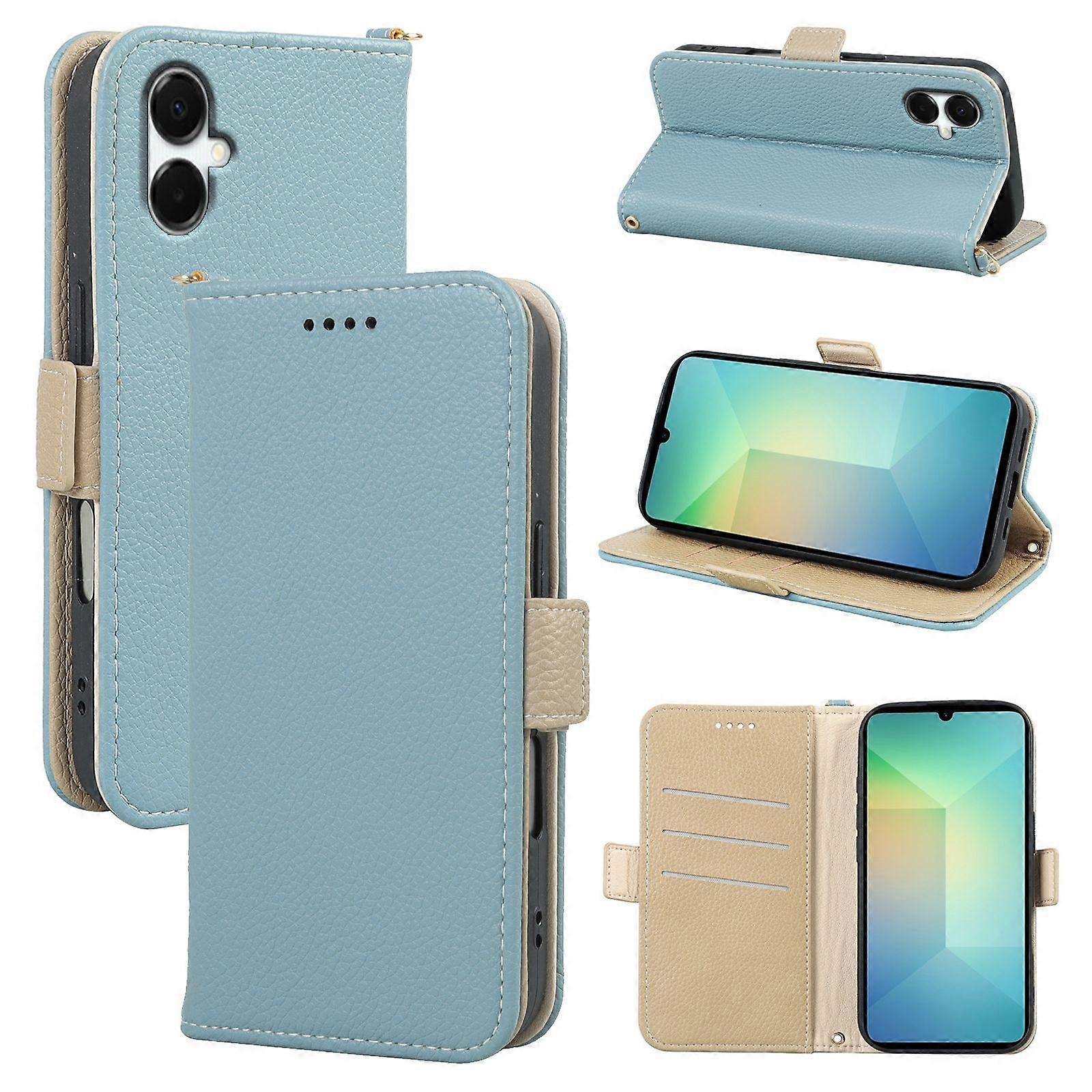 Litchi pattern side buckle for Samsung M16 mobile phone leather case A25E flip cover NFC wallet phone case A06
