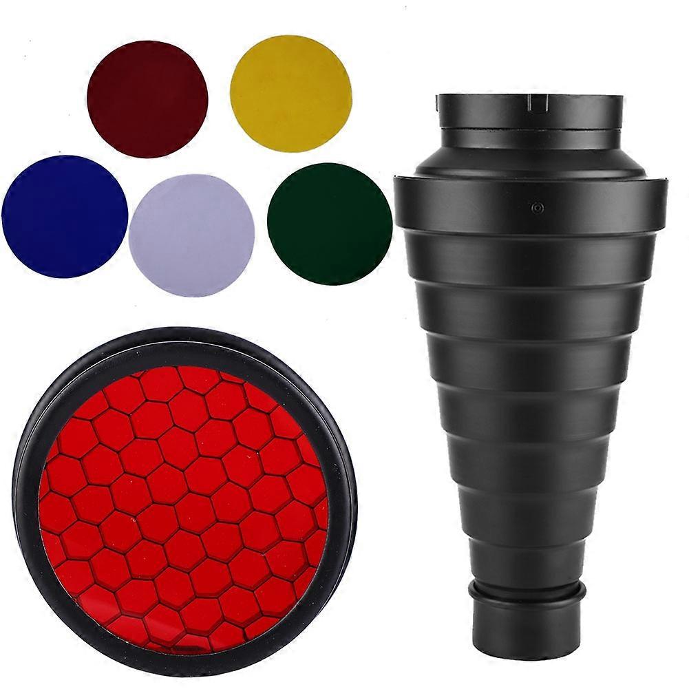 Mountain Snoot with Honeycomb Grid & 5-color Filter Light Beam Tube for Strobe Light