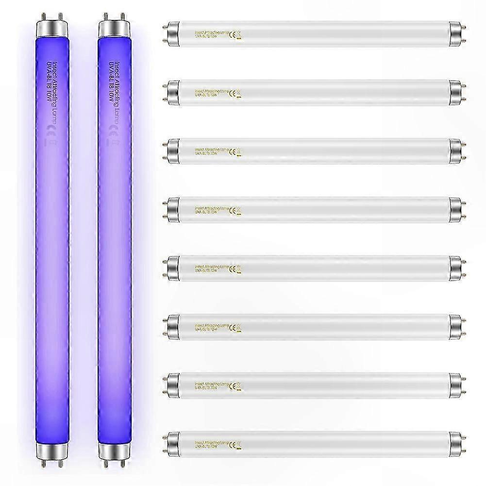 10-Pack Replacement Bulbs for Indoor Insect Zappers, 10W T8 F10W 13-Inch Light Tubes Compatible with 20W Bug Zappers