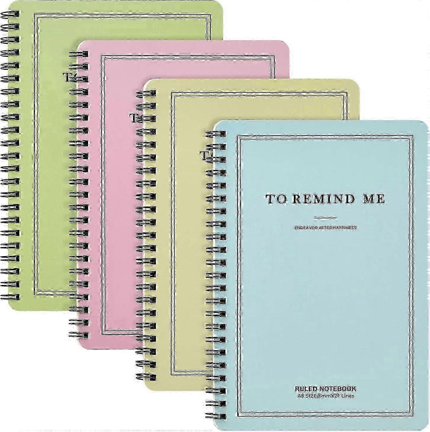 4 pieces of 8.26 x 5.9 inch (A5) color spiral notebook, themed college notebook, suitable for office, school students and home use, 60 sheets/bookc