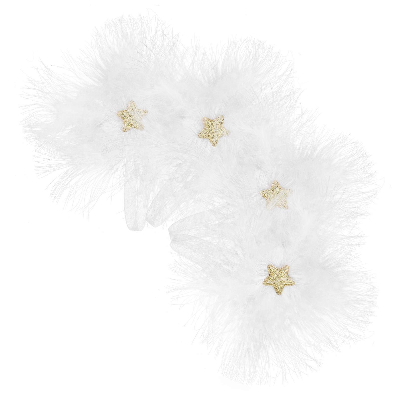 Golden Star Plumage Xmas Tree Pendant for Christmas Tree Hanging Ornaments 4Pcs
