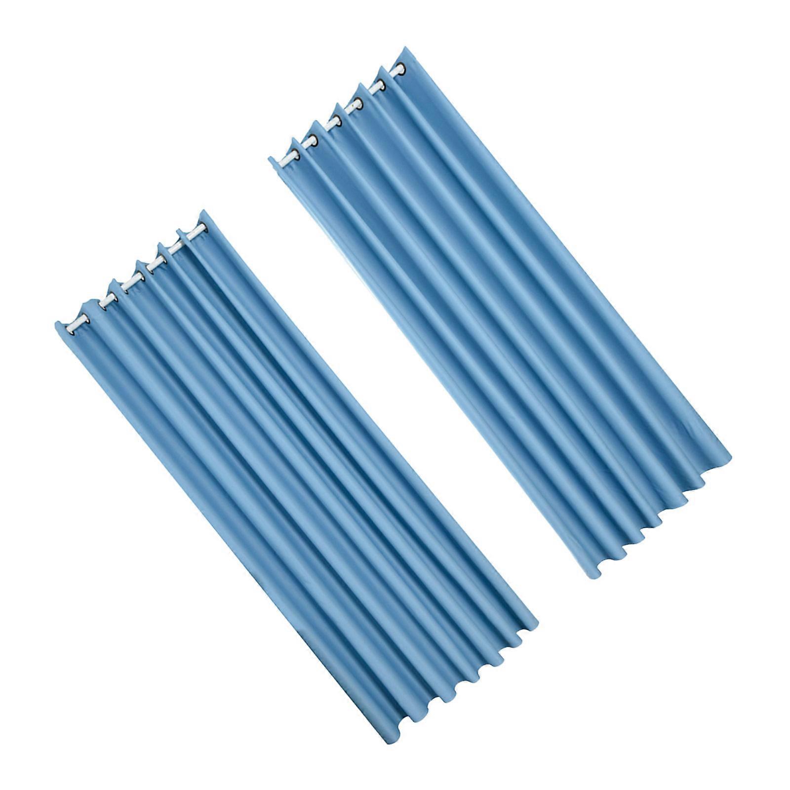 Window Curtain Blackout Curtain for Home Use 2Pcs Blue Decorative Style