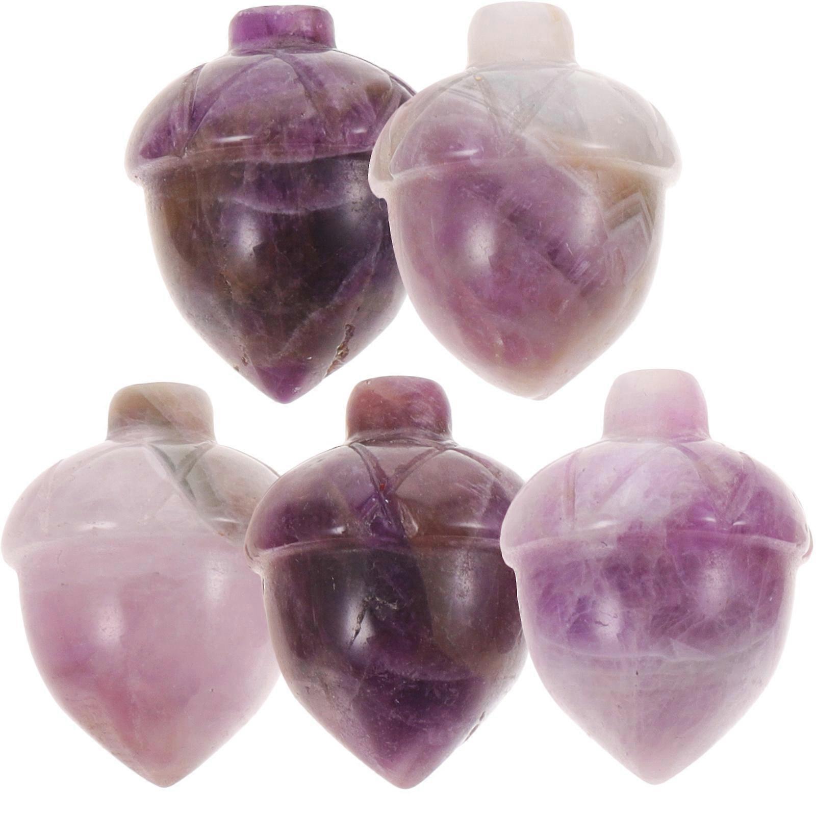 Hand Carved Purple Jade Pine Cone Decor for Home 25Pcs Ornaments