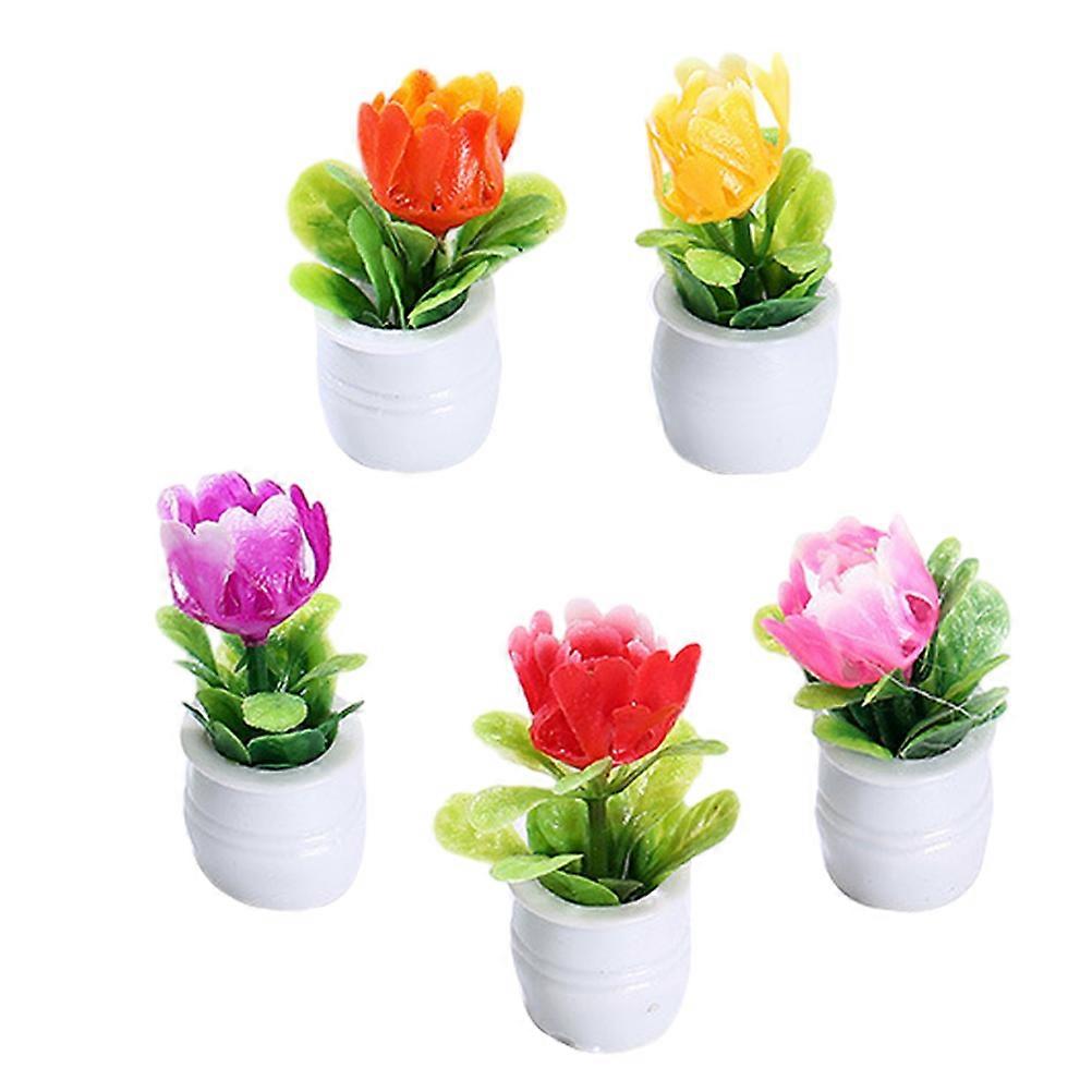 Resin Dollhouse Artificial Bonsai Flower Models for Decoration 15Pcs Set