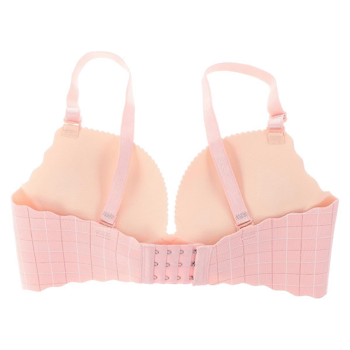 Wireless Underwear Traceless Bra for Women 2Pcs Adjustable Pink Bra