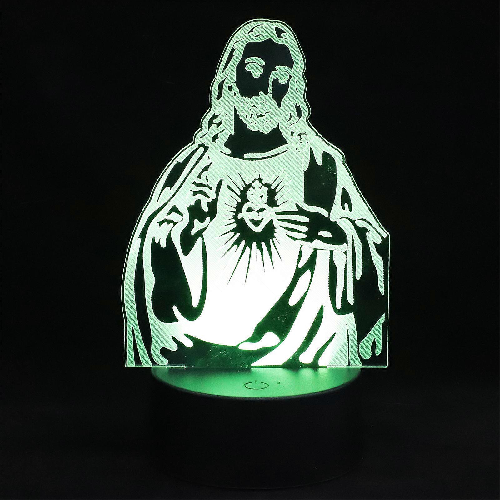 Acrylic Jesus Night Light for Home with 3D Visualization 3Pcs Set