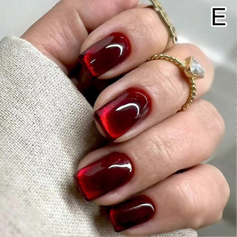 Cat Eye Press On Nails 24PCS Glamorous Glitter DIY False Nails Long Lasting Easy Application Elegant Manicure Kit