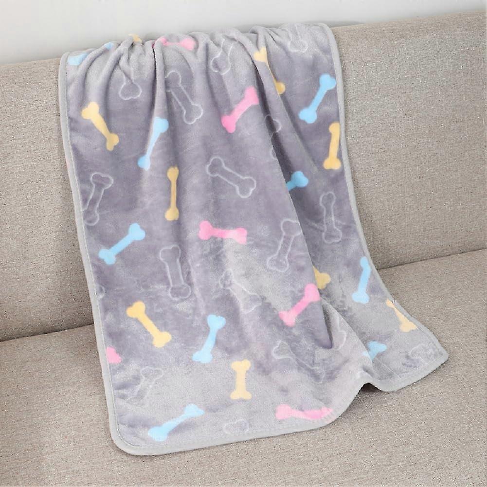 Pet Blankets Cat And Dog Blankets Thickened Flannel Paw Print Gray A Size L