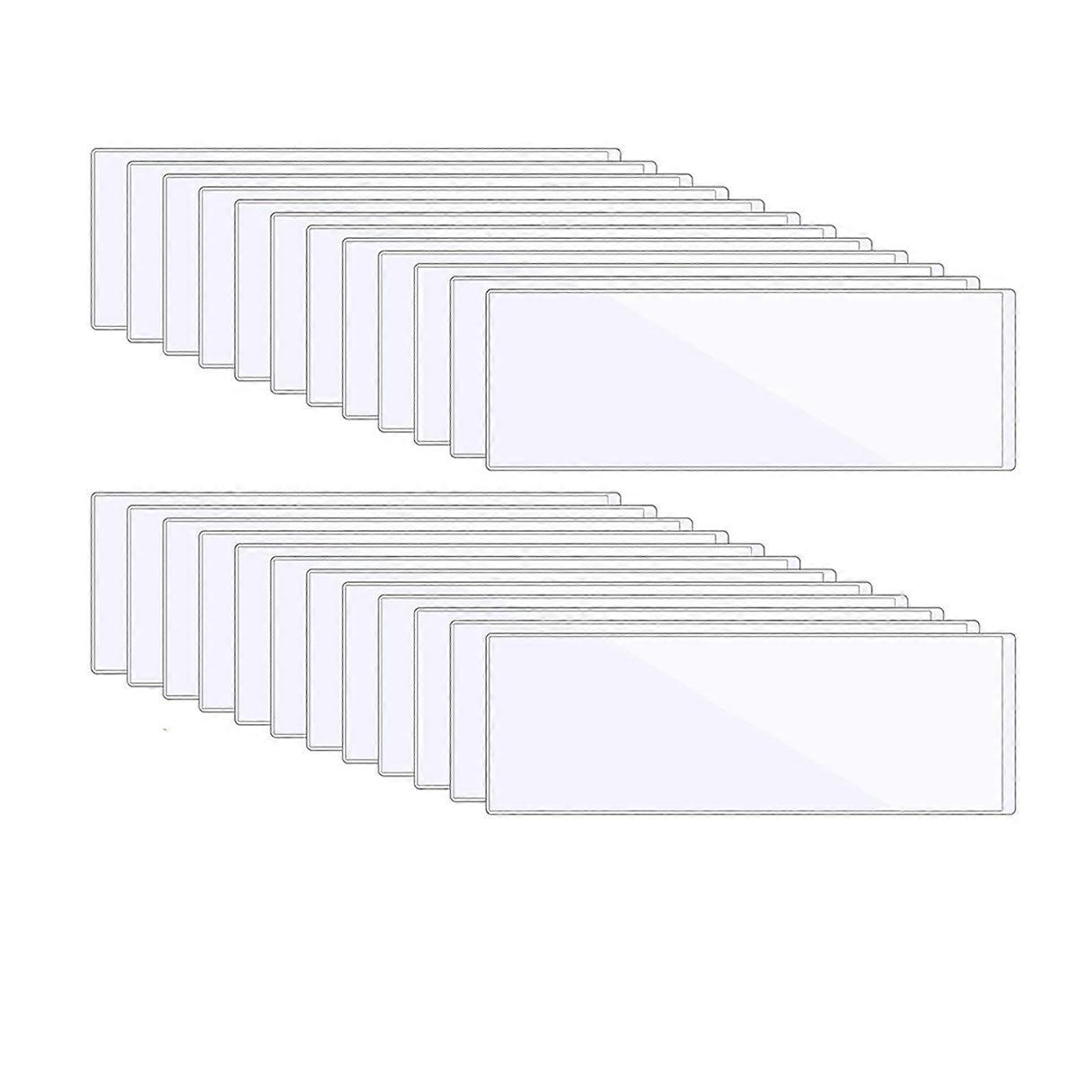 30 Pieces 9.5" X 3.4" Clear Reusable Nameplate Pocket Self-Adhesive Desk Name Tag- Covers for School