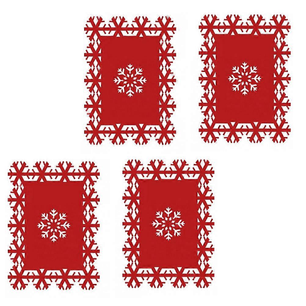 Christmas Placemats Felt Snowflake Table Mats for Home 4Pcs Dinner Mats