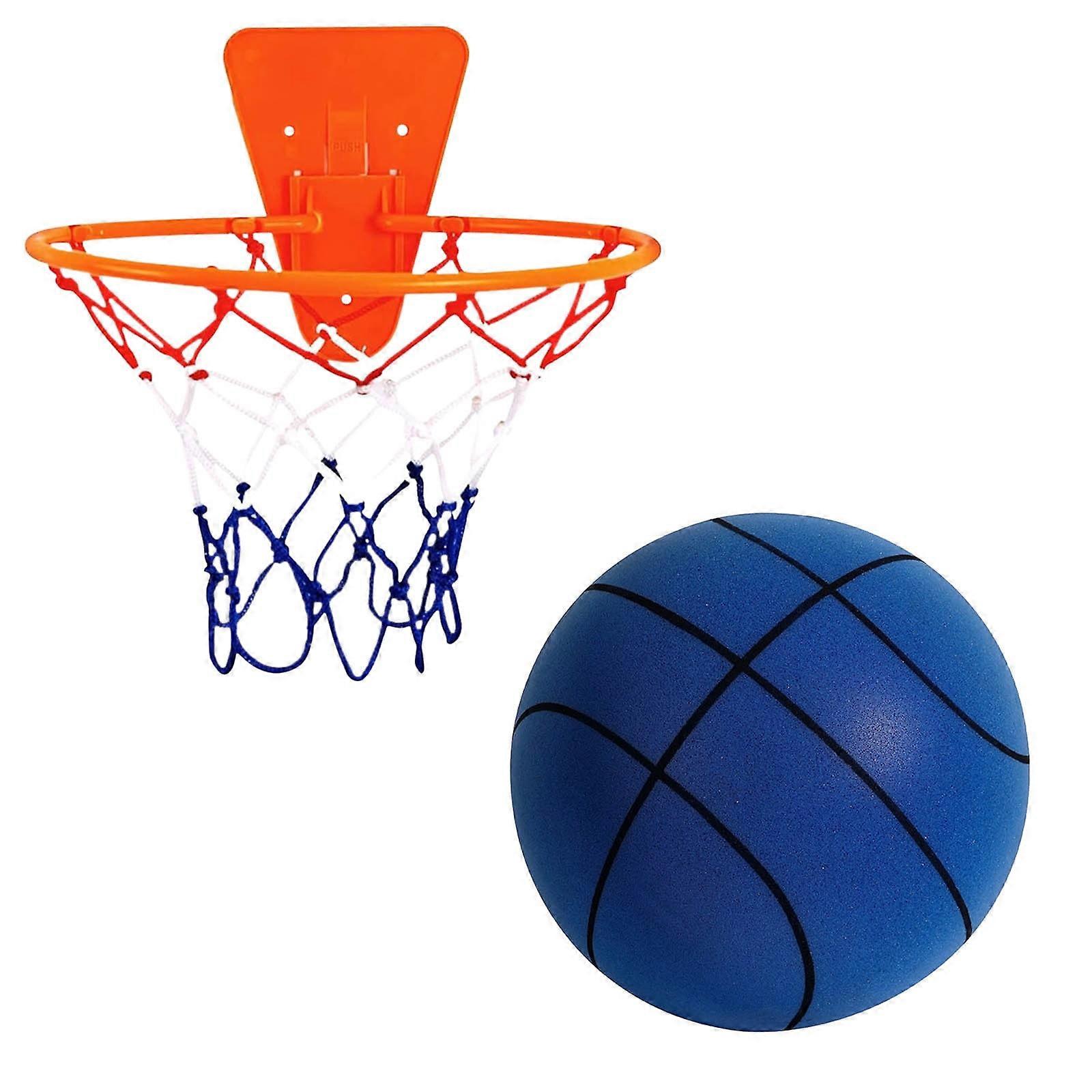 QTBIUQ Mute Ball Indoor Basketball Toy, Compatible with Apartment Use, Silent Sponge Ball for Kids, Includes Frame & Mesh Bag