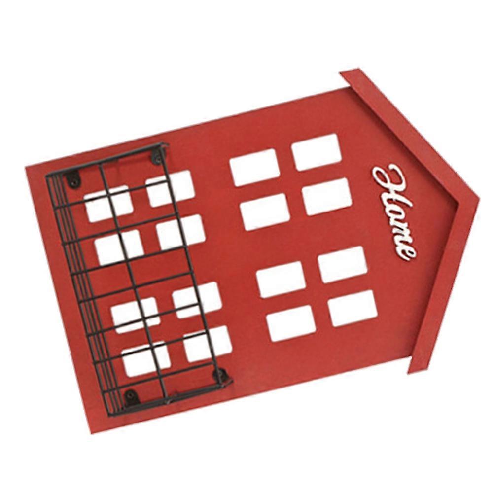 Decorative Storage Rack 2Pcs Wall Mounted Storage Solution Red House Shape Stylish Home Use