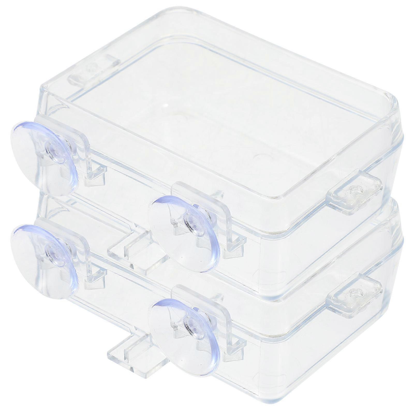 Reptile Supplies 2Pcs Feeding Bowls For Pet Owners Durable Transparent Reptile Feeders Non-Deforming Material