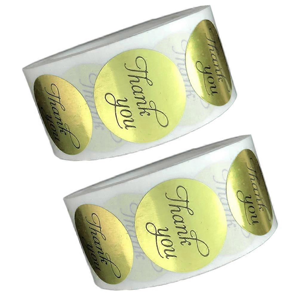 Label Sticker 1000Pcs Self-Adhesive Thank You Sticker For Bakery And In Golden Color Optimized For Gift Packaging