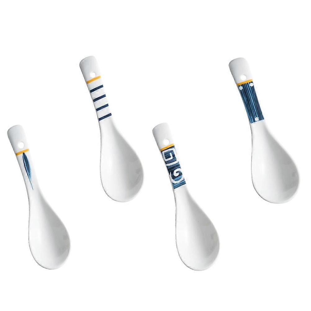 Japanese Style Ceramic Spoon Soup Spoon for Home 12Pcs Assorted Color